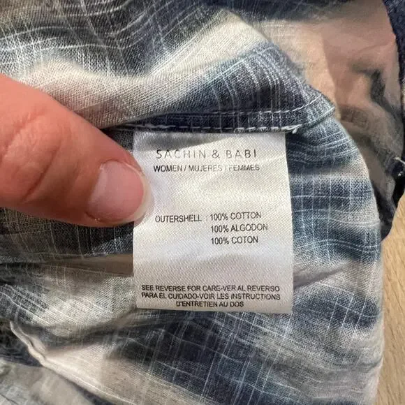 SACHIN & BABI Women's Kyle Gingham Dress Size S In Navy Blue/White - Picture 11 of 12